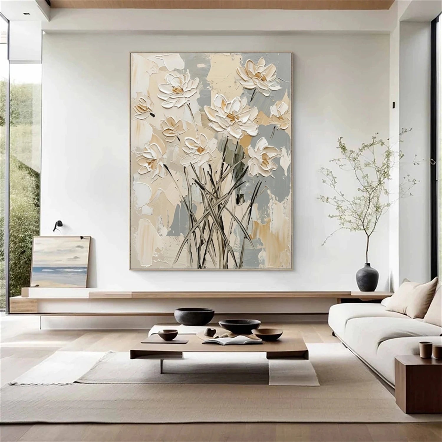 Flower & Tree Textured Abstract Wall Art #SF057