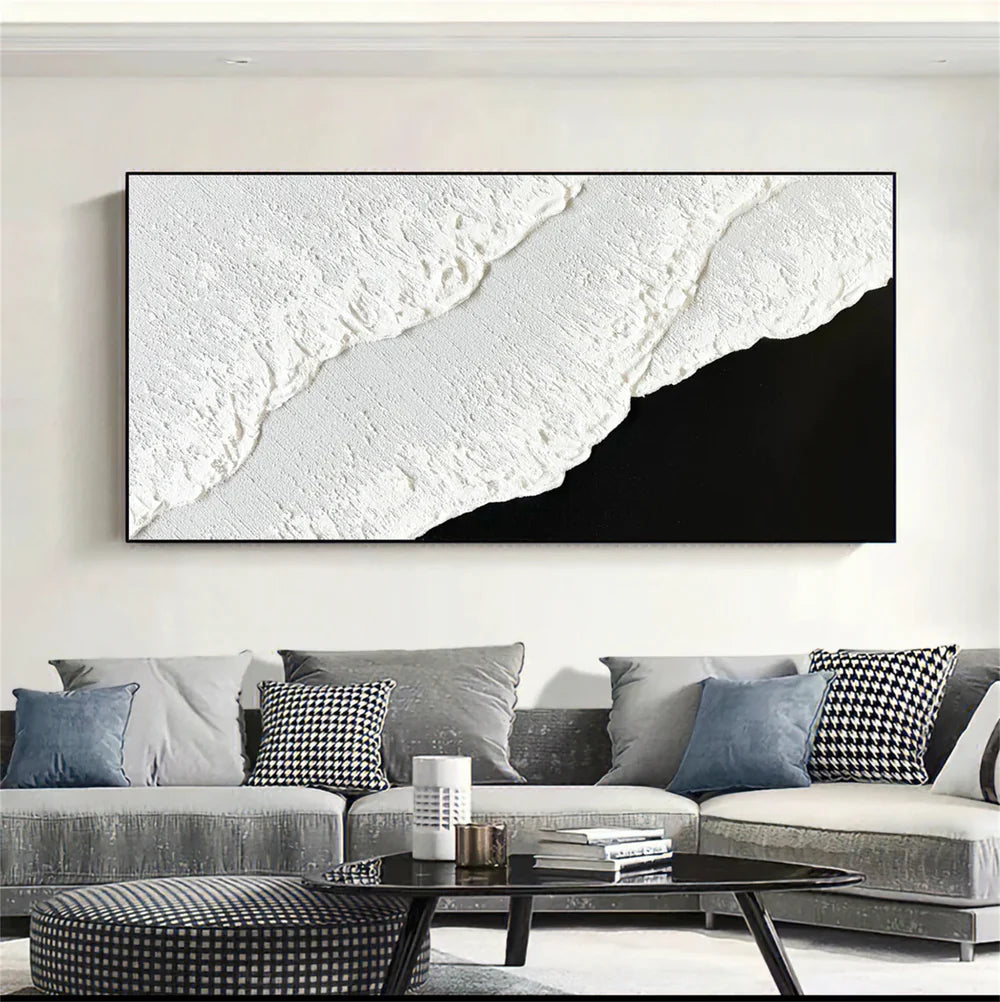 Black and White Minimalist Textured Wall Art #MT046