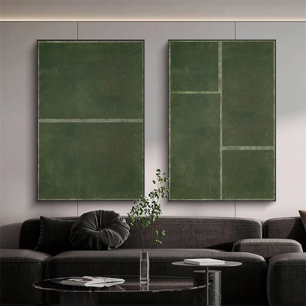 Green Minimalist Textured Wall Art Set of 2 #MT050