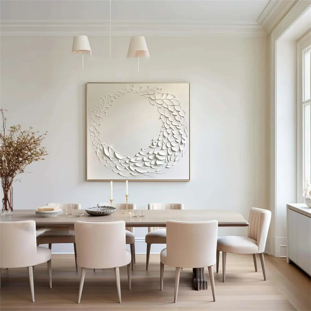 White Minimalist Textured Wall Art #MT125