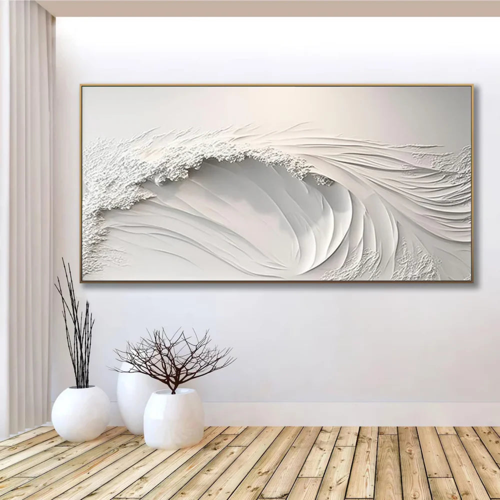 White Minimalist Textured Wall Art #MT008