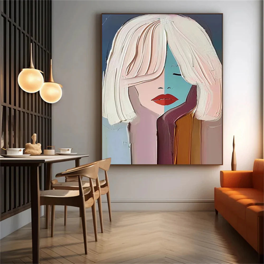 Abstract Portrait Textured Wall Art #PB003