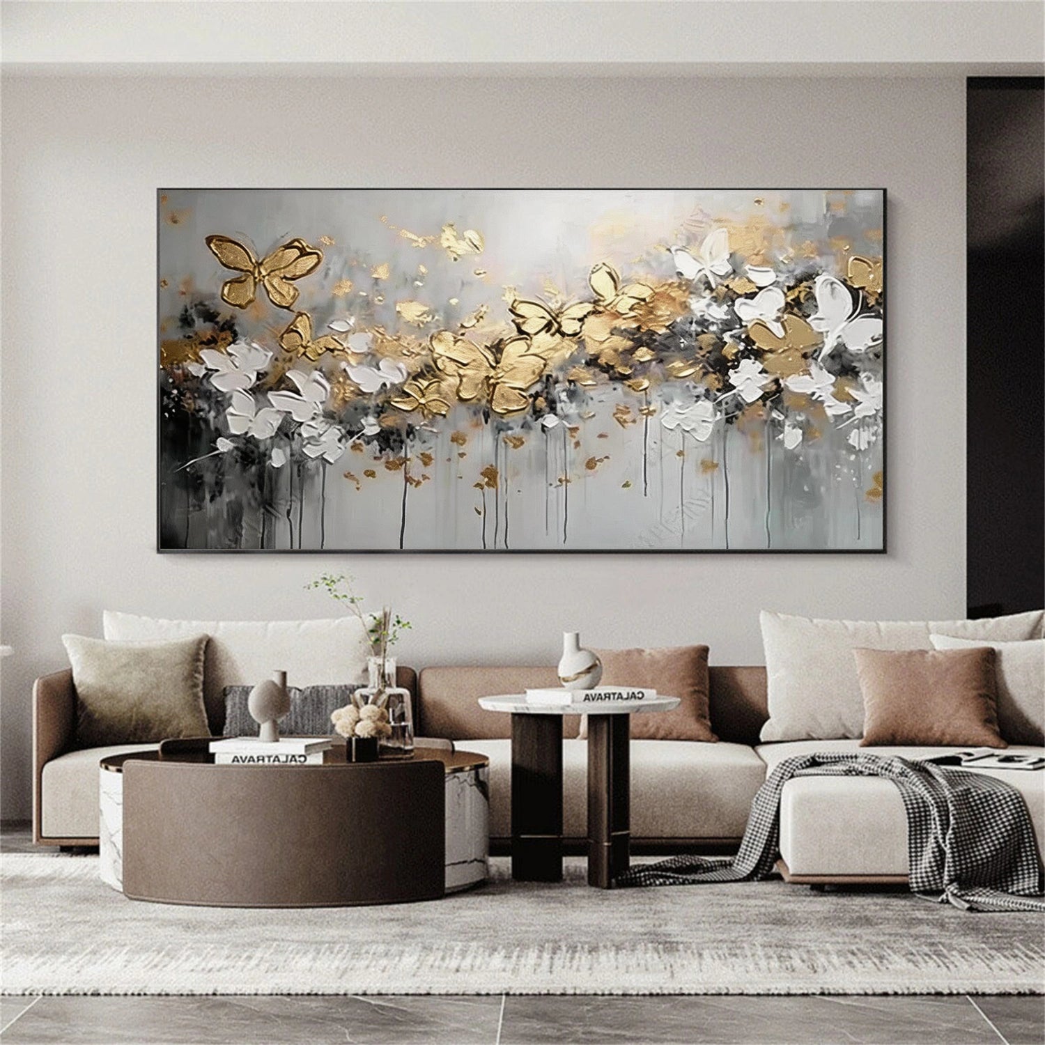 Flower & Tree Textured Abstract Wall Art #SF066