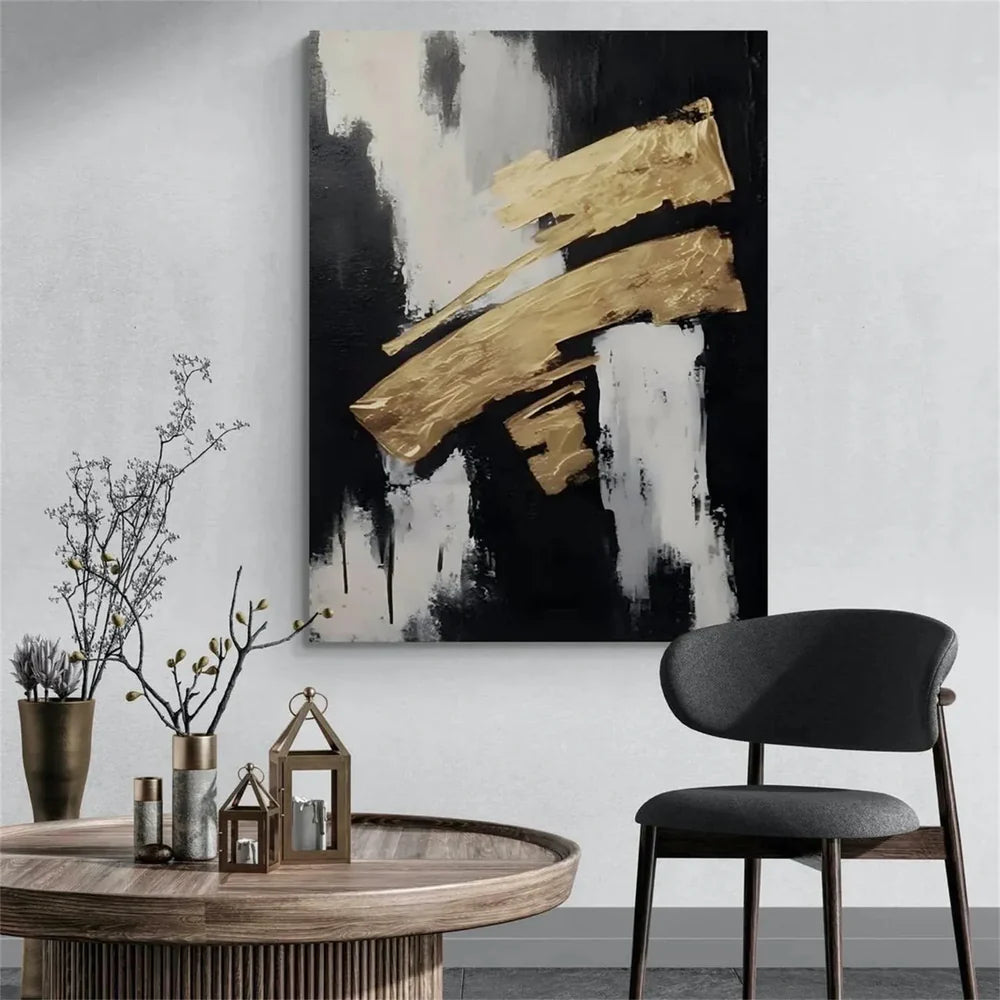 Black and White Minimalist Textured Wall Art #MT100