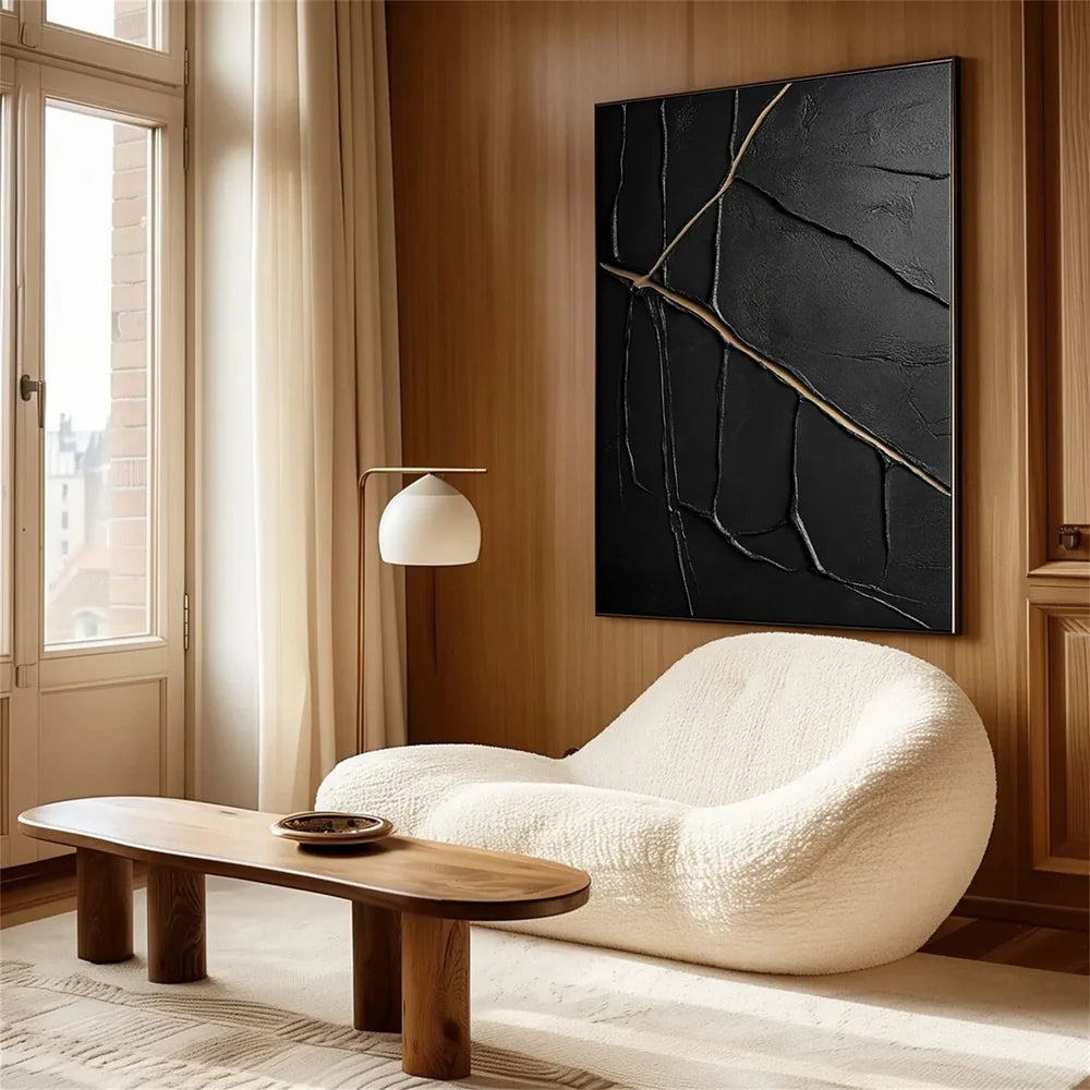 Black Minimalist Textured Wall Art #MT078