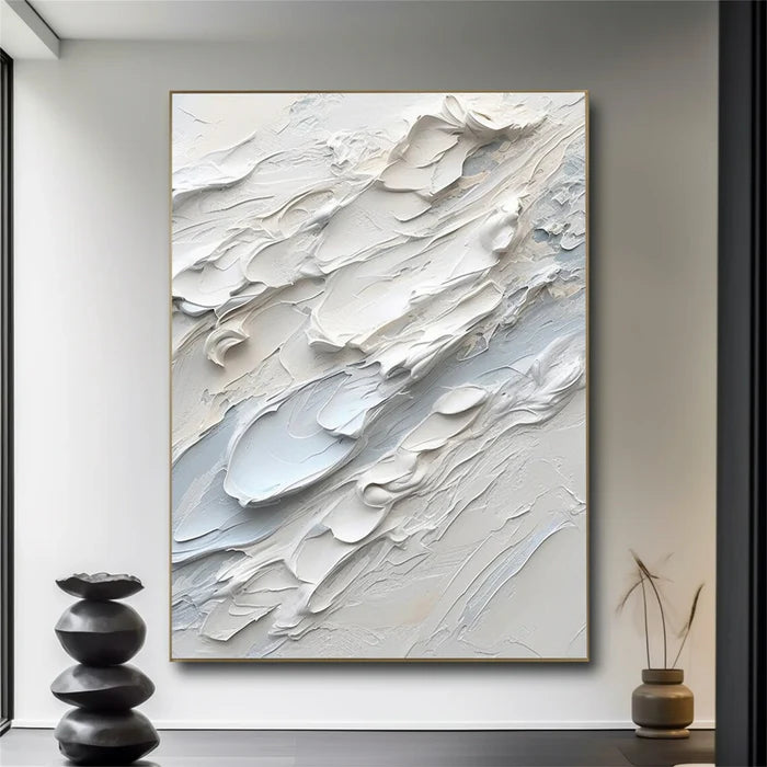 White Minimalist Textured Wall Art #MT058