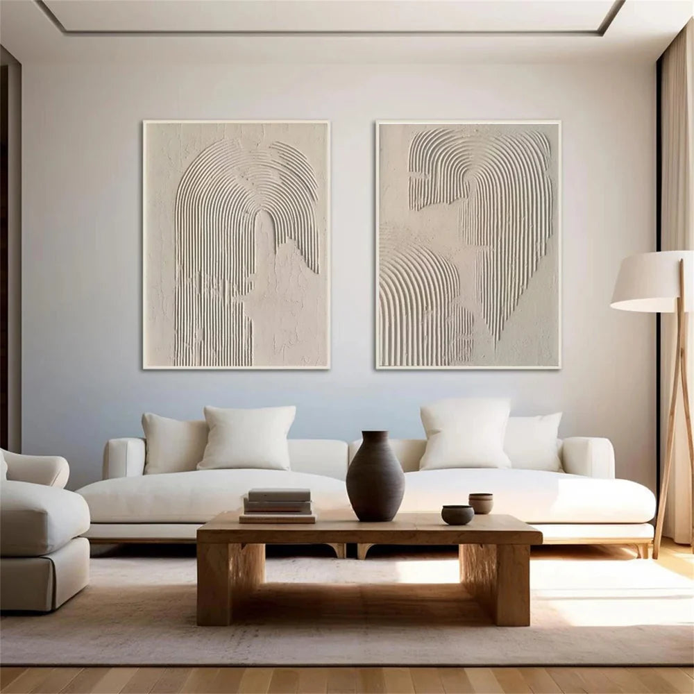 Beige and Brown Abstract Textured Wall Art Set Of 2 #AT038