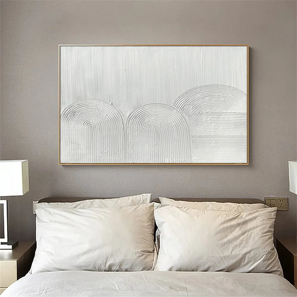 White Minimalist Textured Wall Art #MT126