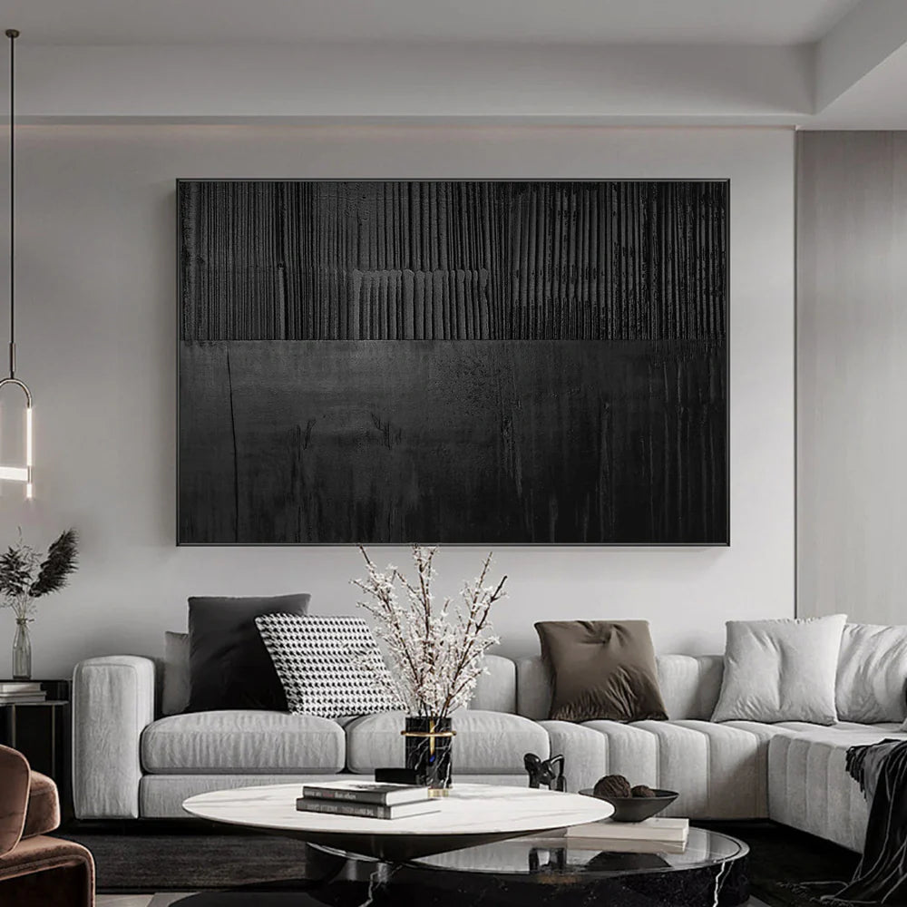 Black Minimalist Textured Wall Art #MT030