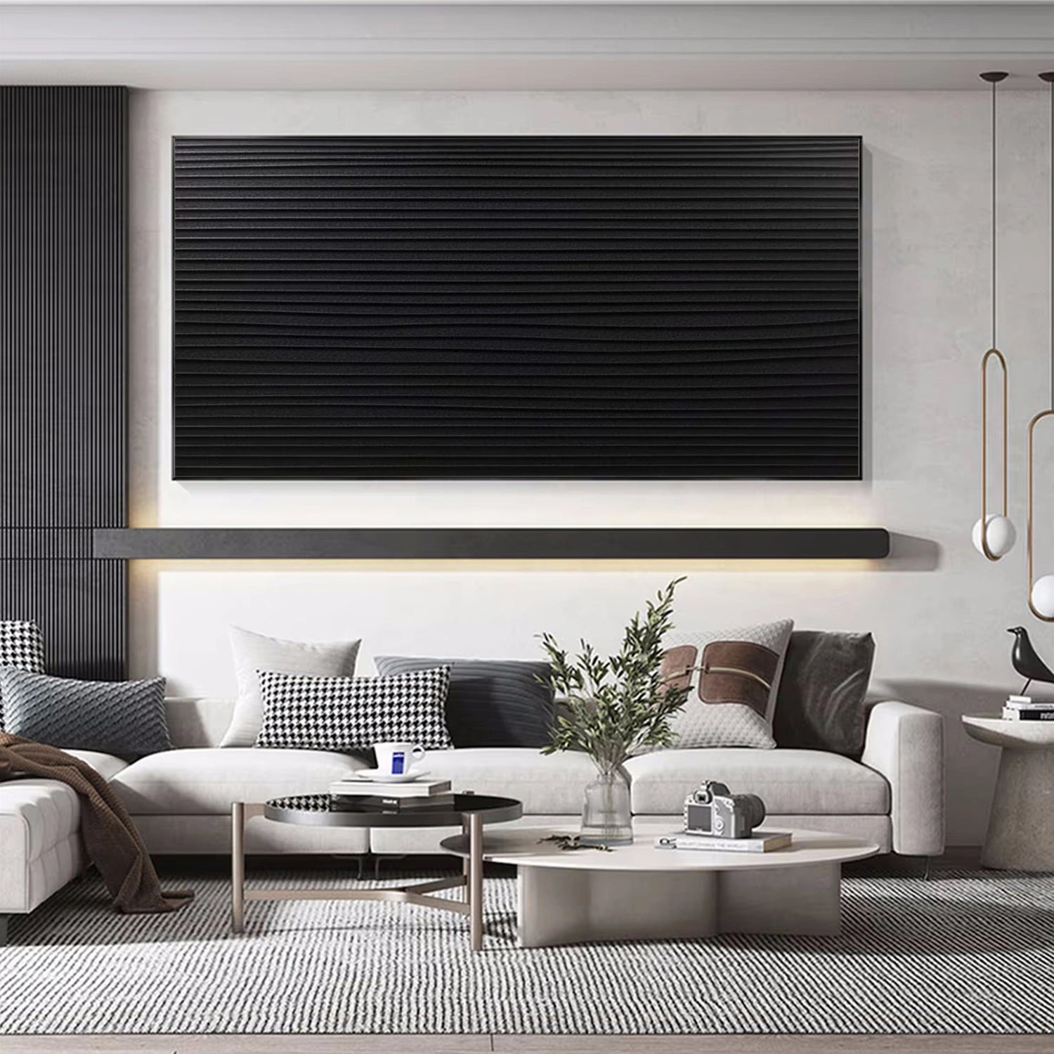 Black Minimalist Textured Wall Art #MT133