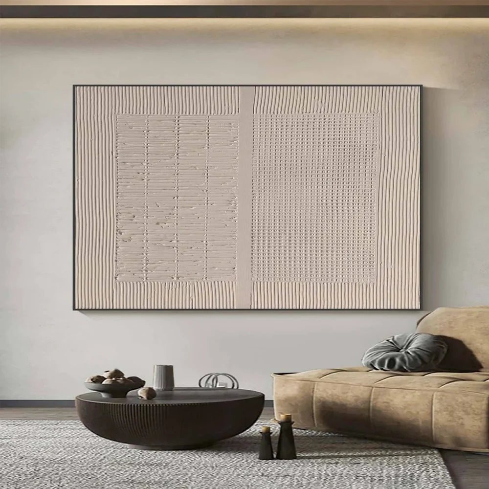 Beige and Brown Abstract Texture Wall Art #AT081