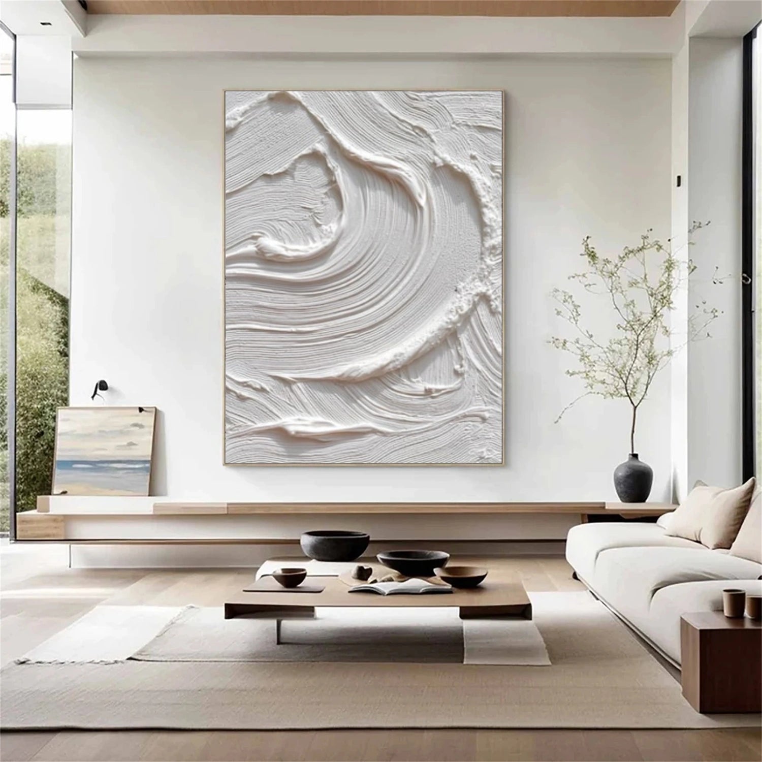White Minimalist Textured Wall Art #MT150
