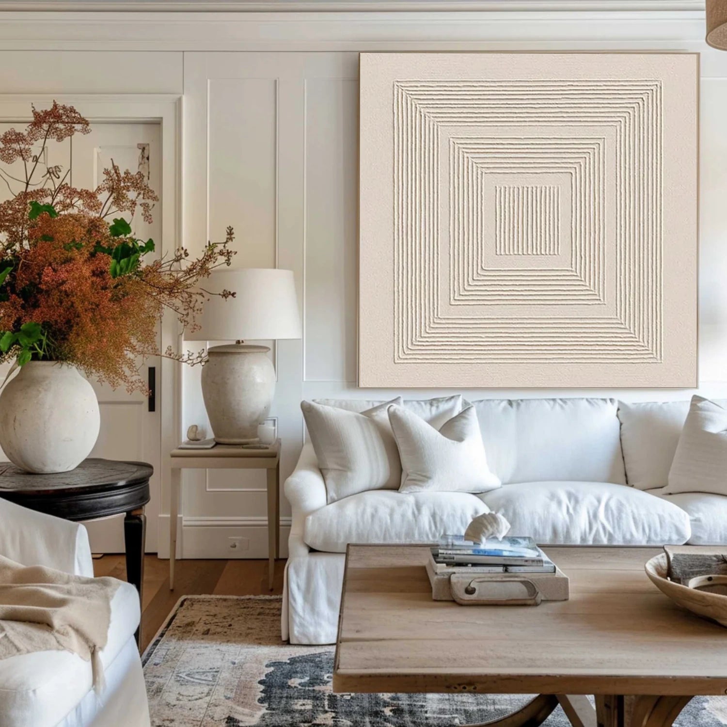 White Minimalist Textured Wall Art #MT138