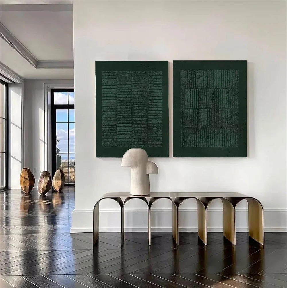 Green Minimalist Textured Wall Art Set of 2 #MT040