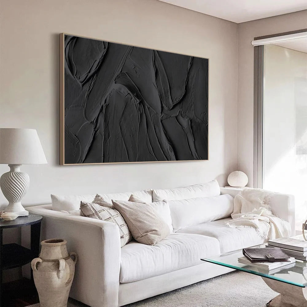 Black Minimalist Textured Wall Art #MT012