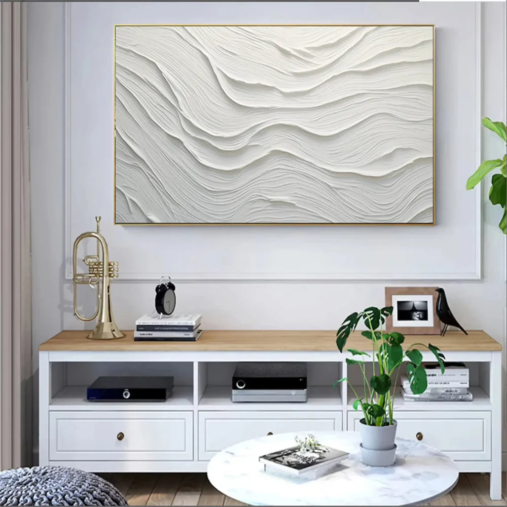 White Minimalist Textured Wall Art #MT073