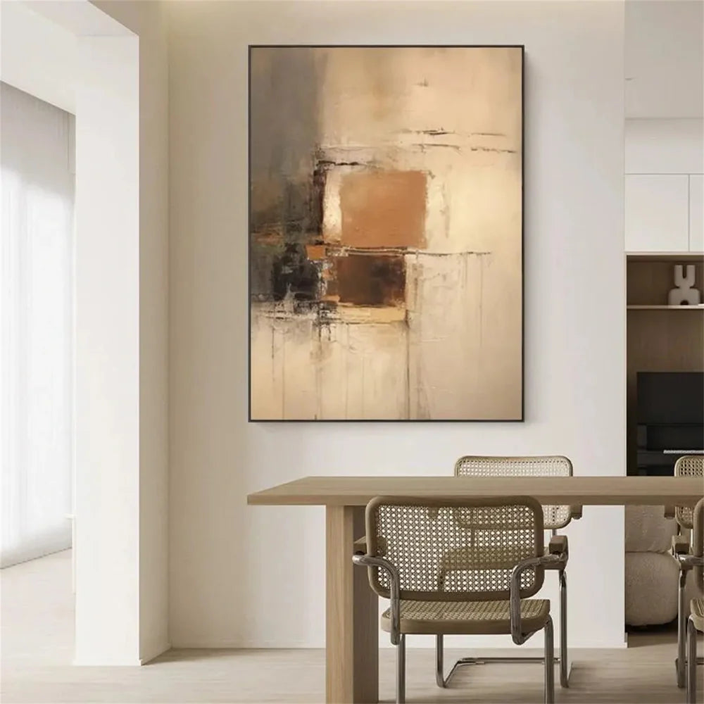 Beige and Brown Abstract Wall Art #AT104