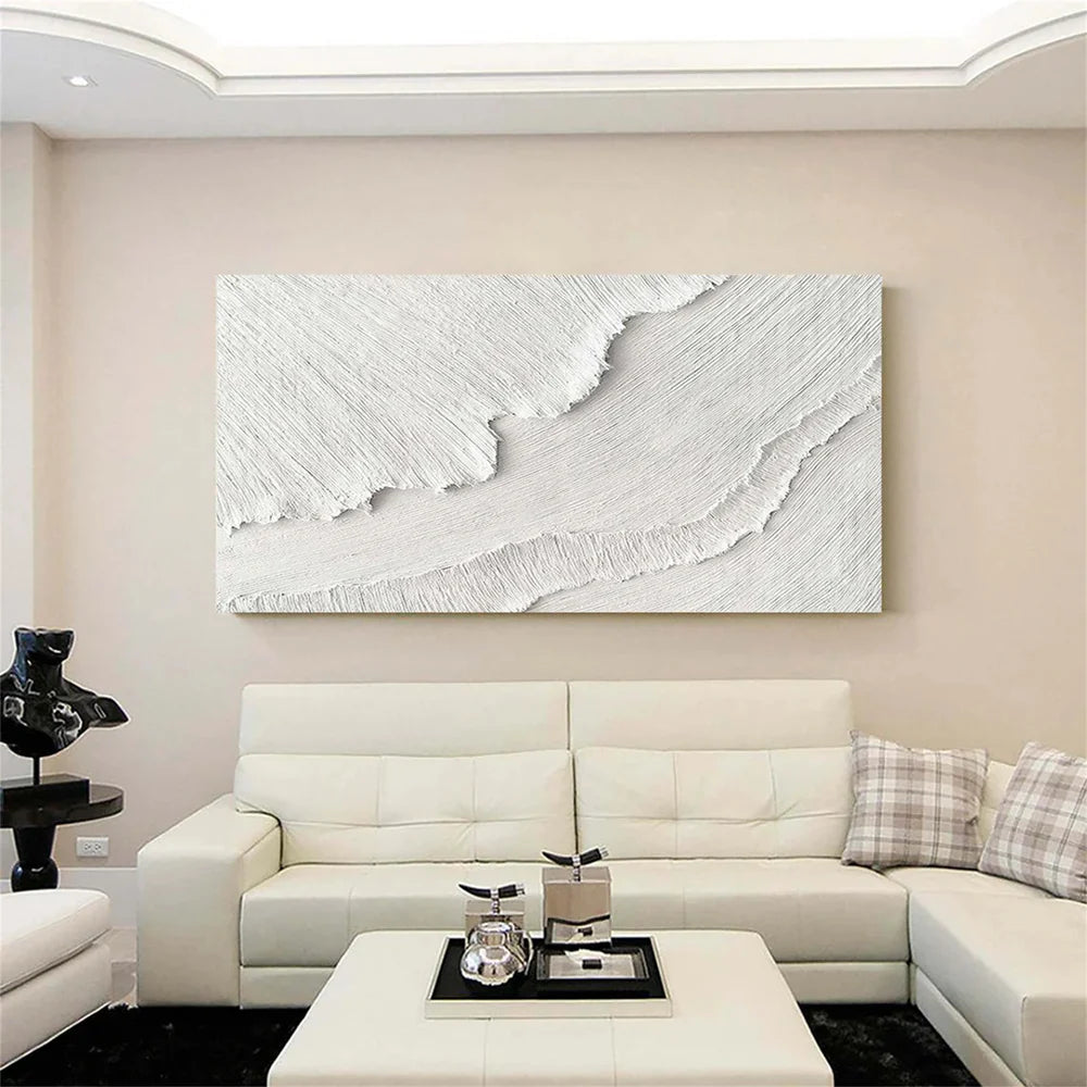 White Minimalist Textured Wall Art #MT120