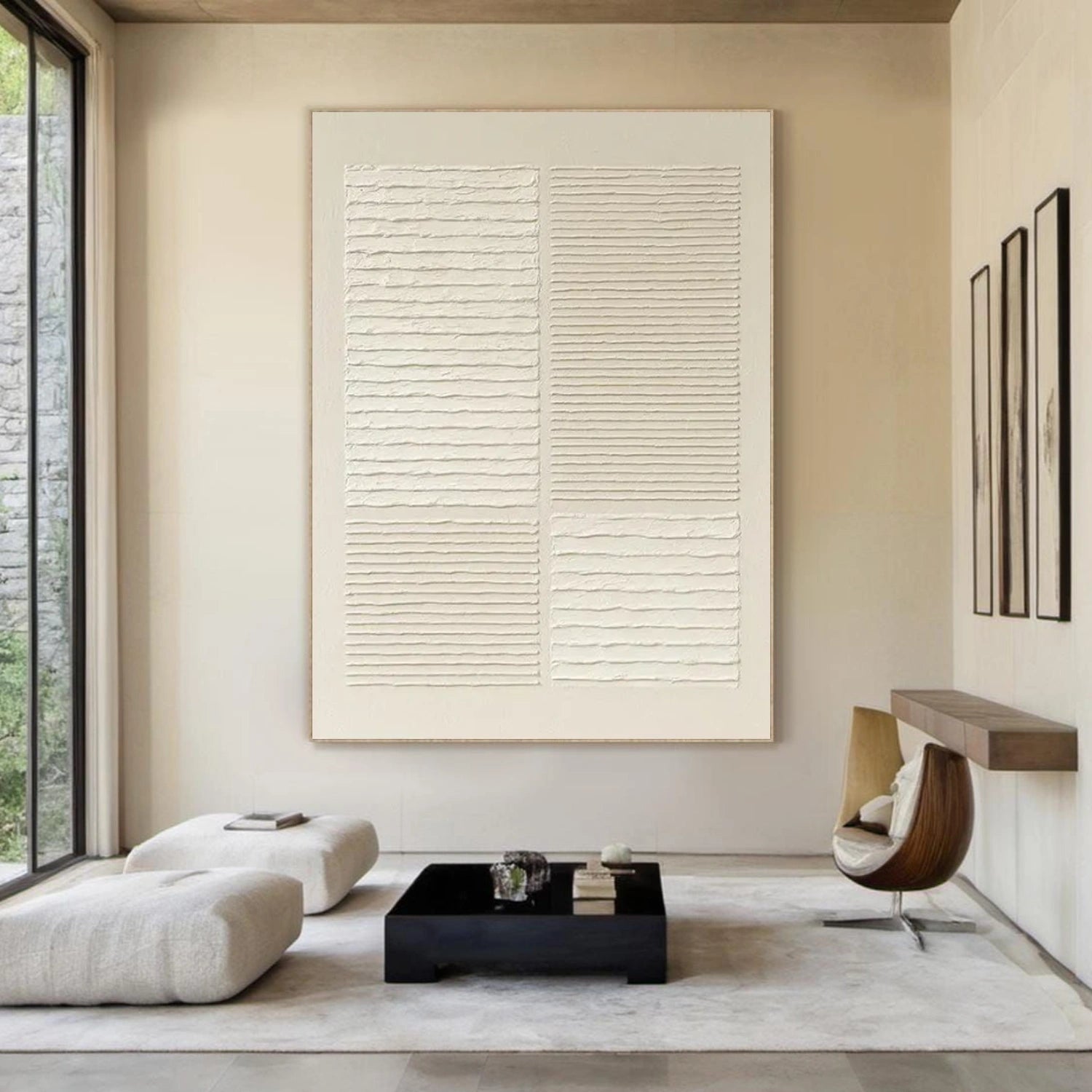 White Minimalist Textured Wall Art #MT141
