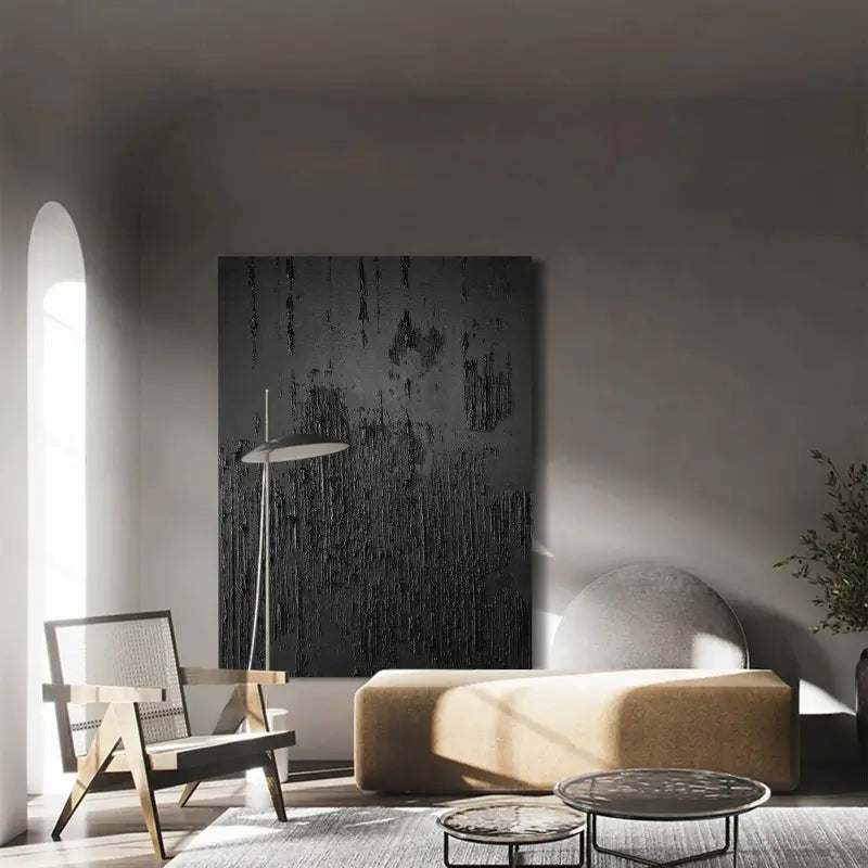 Black Minimalist Textured Wall Art #MT052