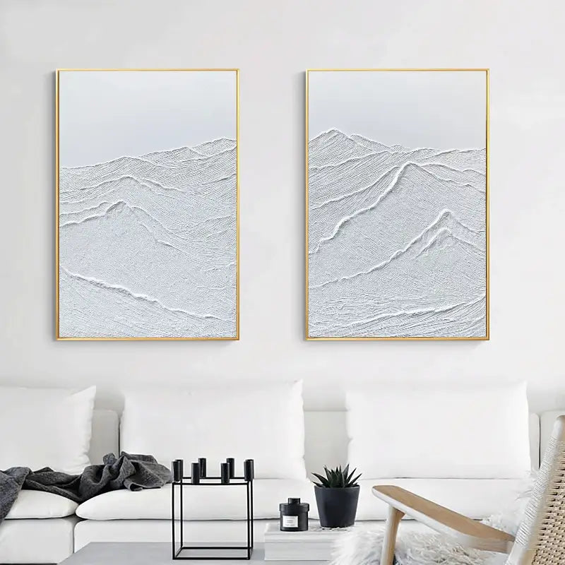 White Minimalist Textured Wall Art Set of 2 #MT042