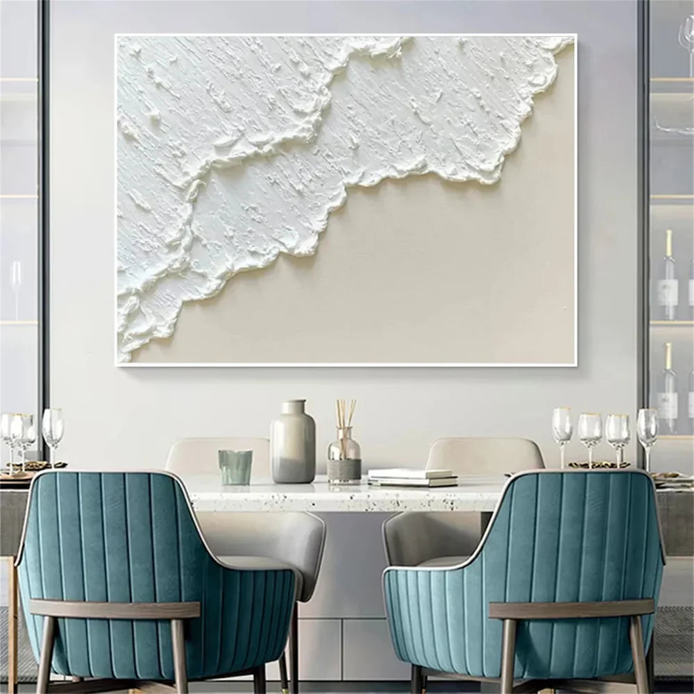 White Minimalist Textured Wall Art #MT059