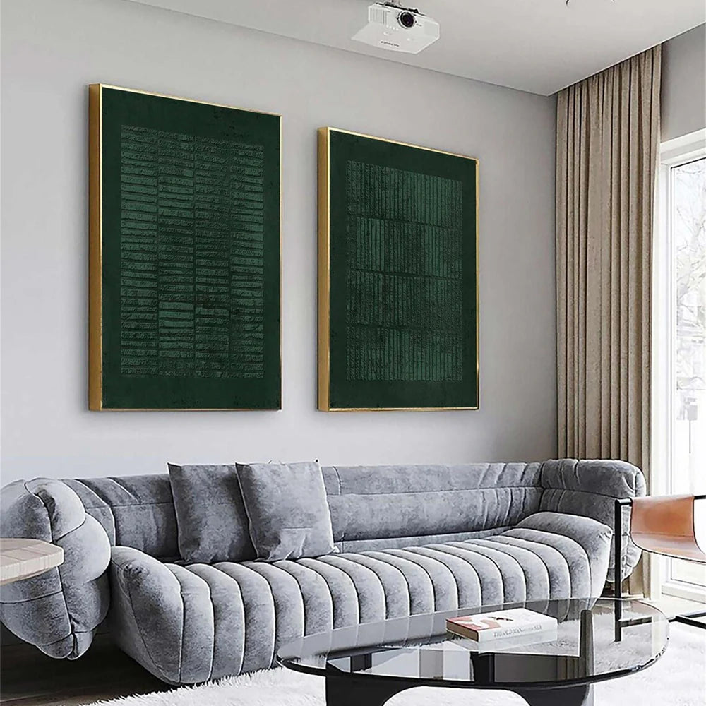 Green Minimalist Textured Wall Art Set of 2 #MT040