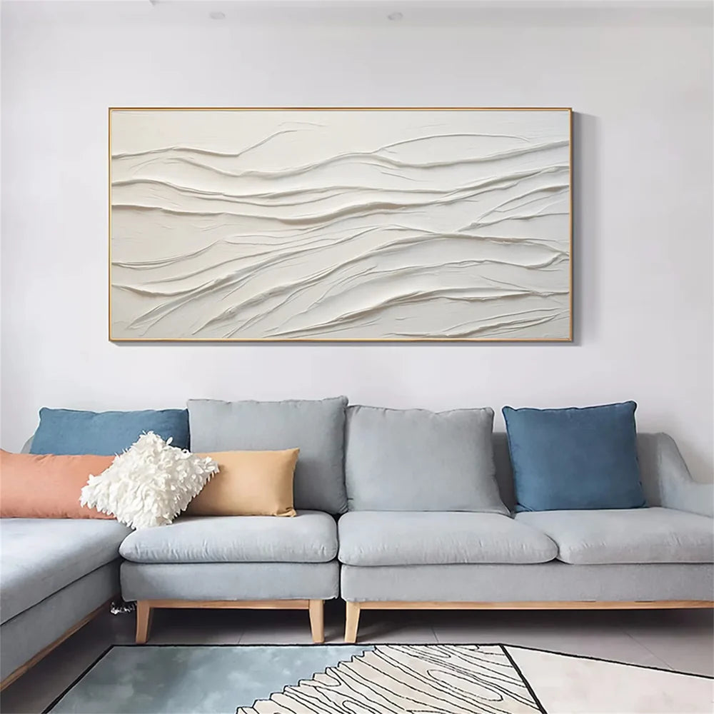 White Minimalist Textured Wall Art #MT093