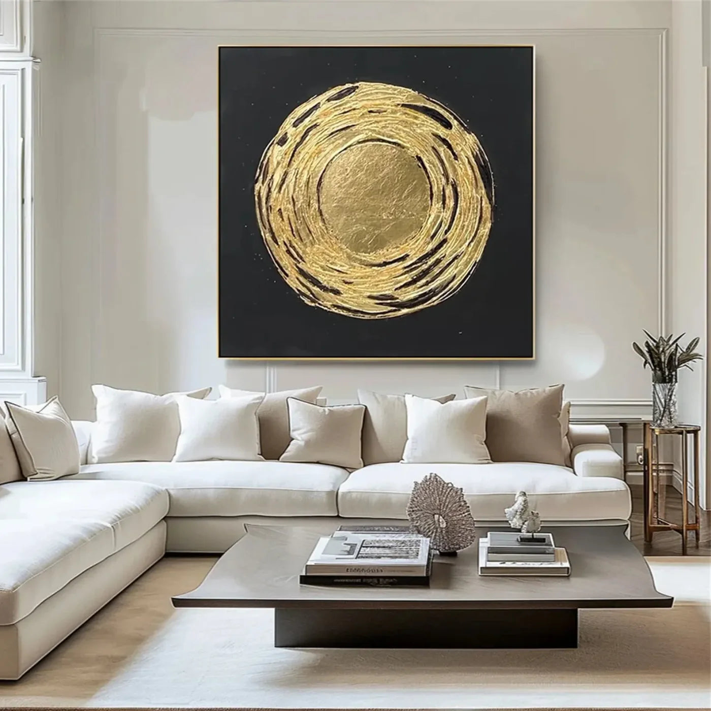 Black and Gold Minimalist Textured Wall Art #MT089