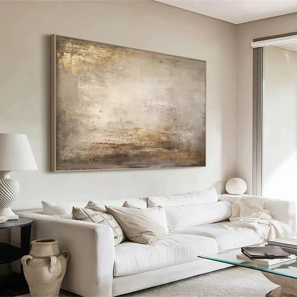 Beige and Brown Abstract Wall Art #AT039