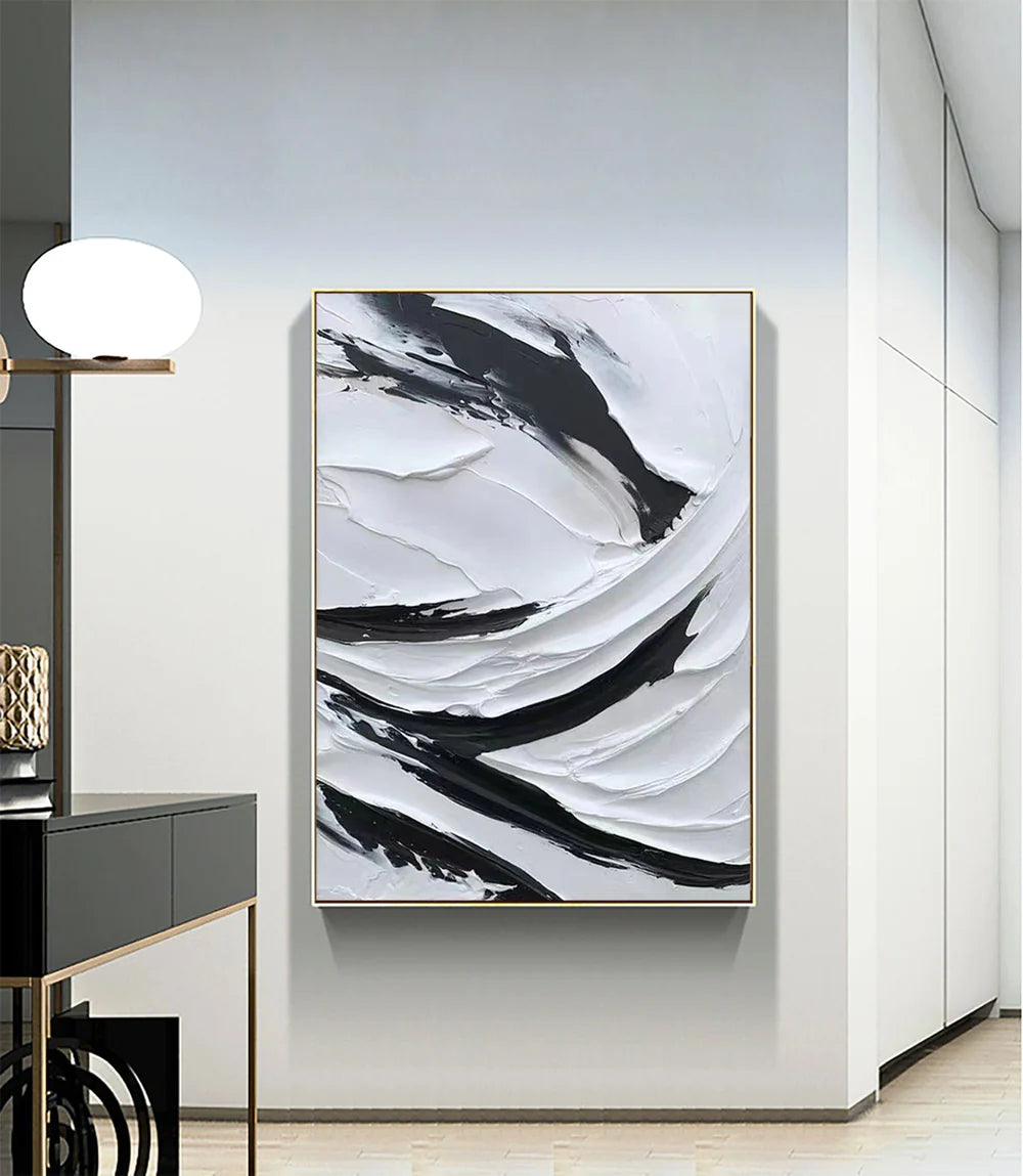 Black and White Minimalist Textured Wall Art #MT101