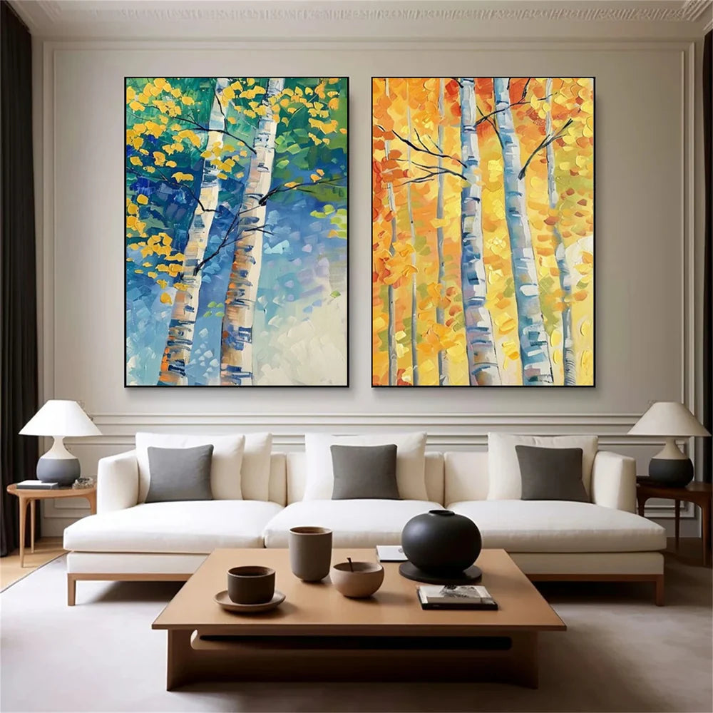 Flower & Tree Abstract Wall Art Set of 2 #SF041