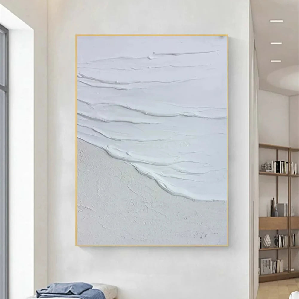 White Minimalist Textured Wall Art #MT116
