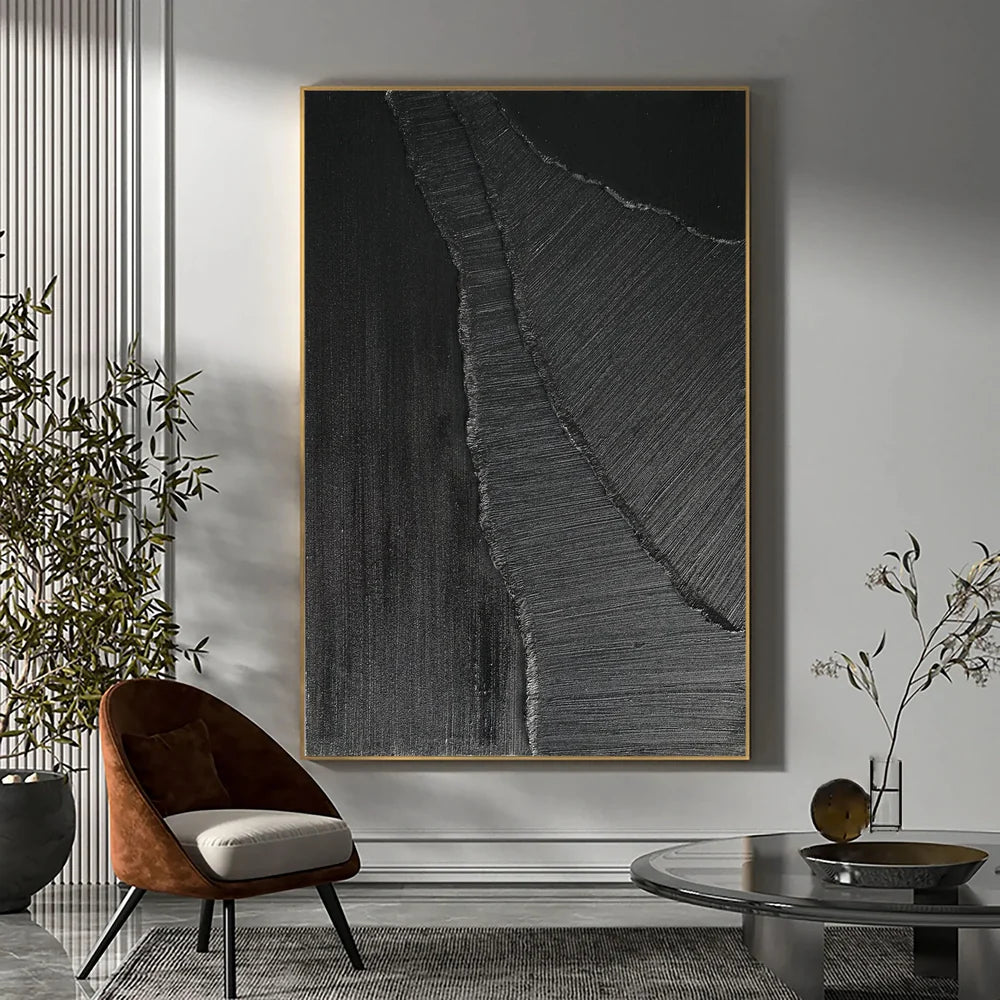 Black Minimalist Textured Wall Art #MT080
