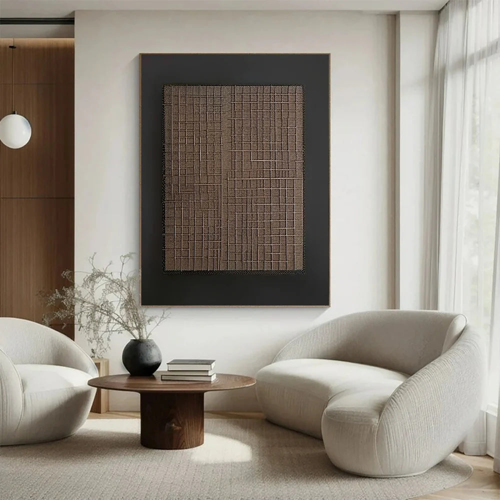 Black and Brown Abstract Texture Wall Art #AT011