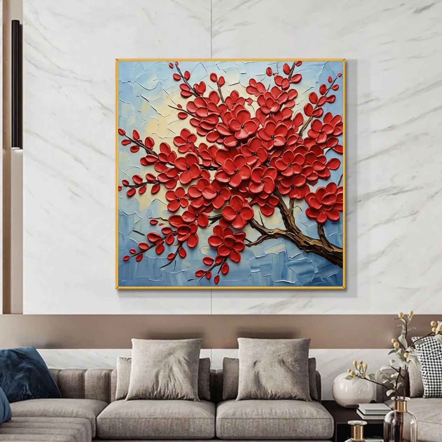 Flower & Tree Textured Abstract Wall Art #SF058