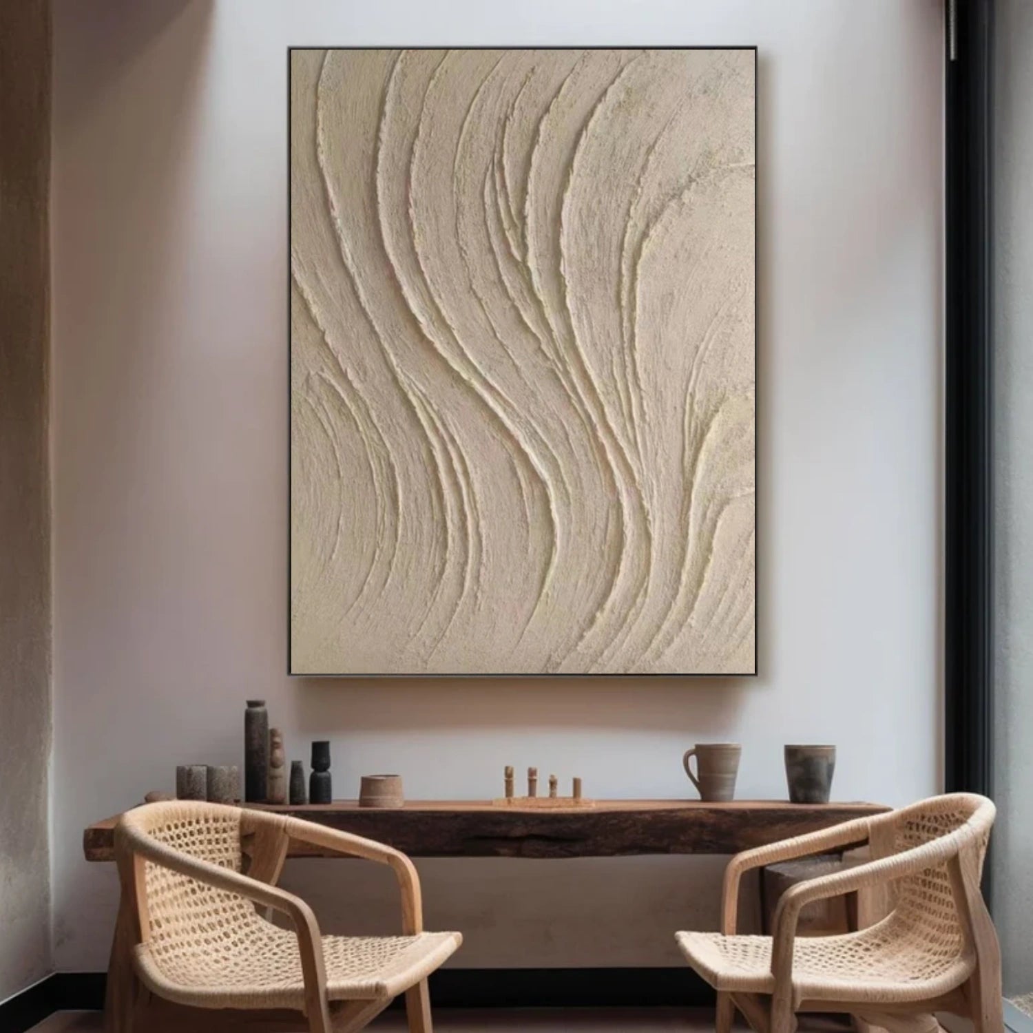 Beige Minimalist Textured Wall Art #MT148