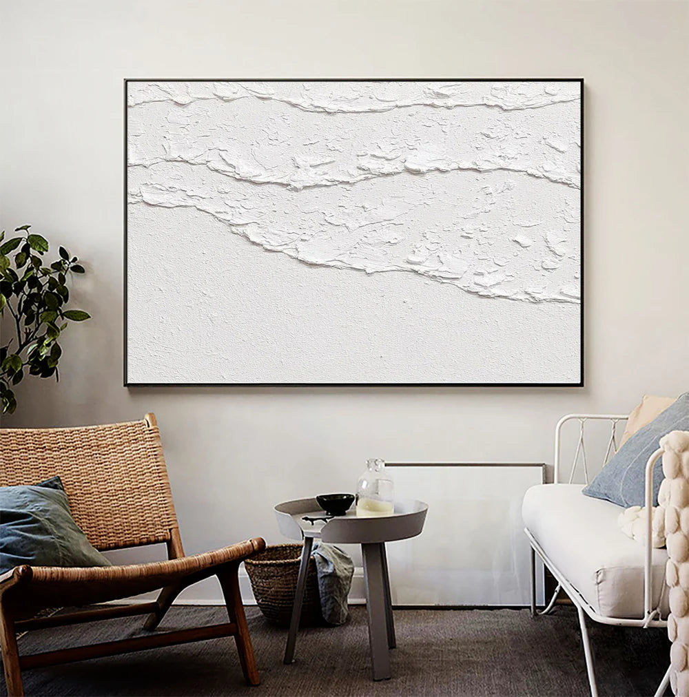White Minimalist Textured Wall Art #MT025