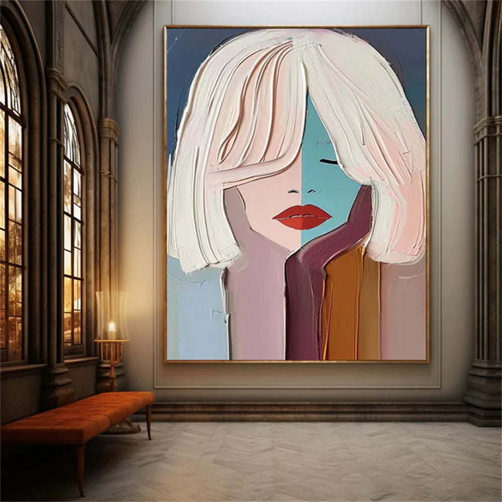 Abstract Portrait Textured Wall Art #PB003