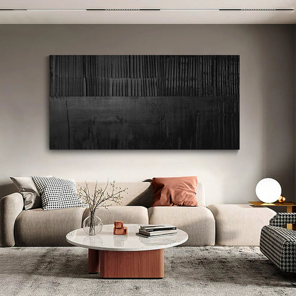 Black Minimalist Textured Wall Art #MT011