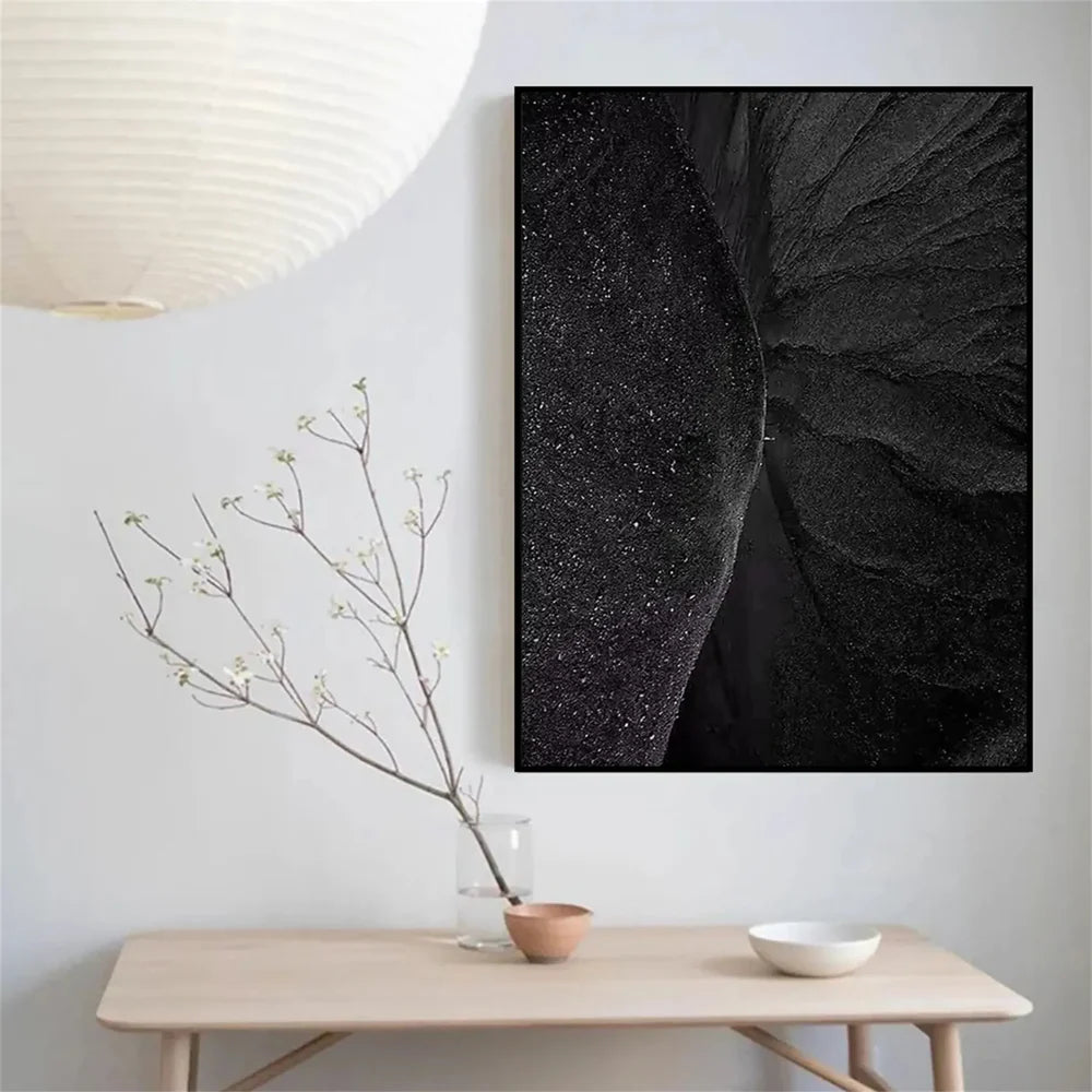 Black Minimalist Textured Wall Art #MT010