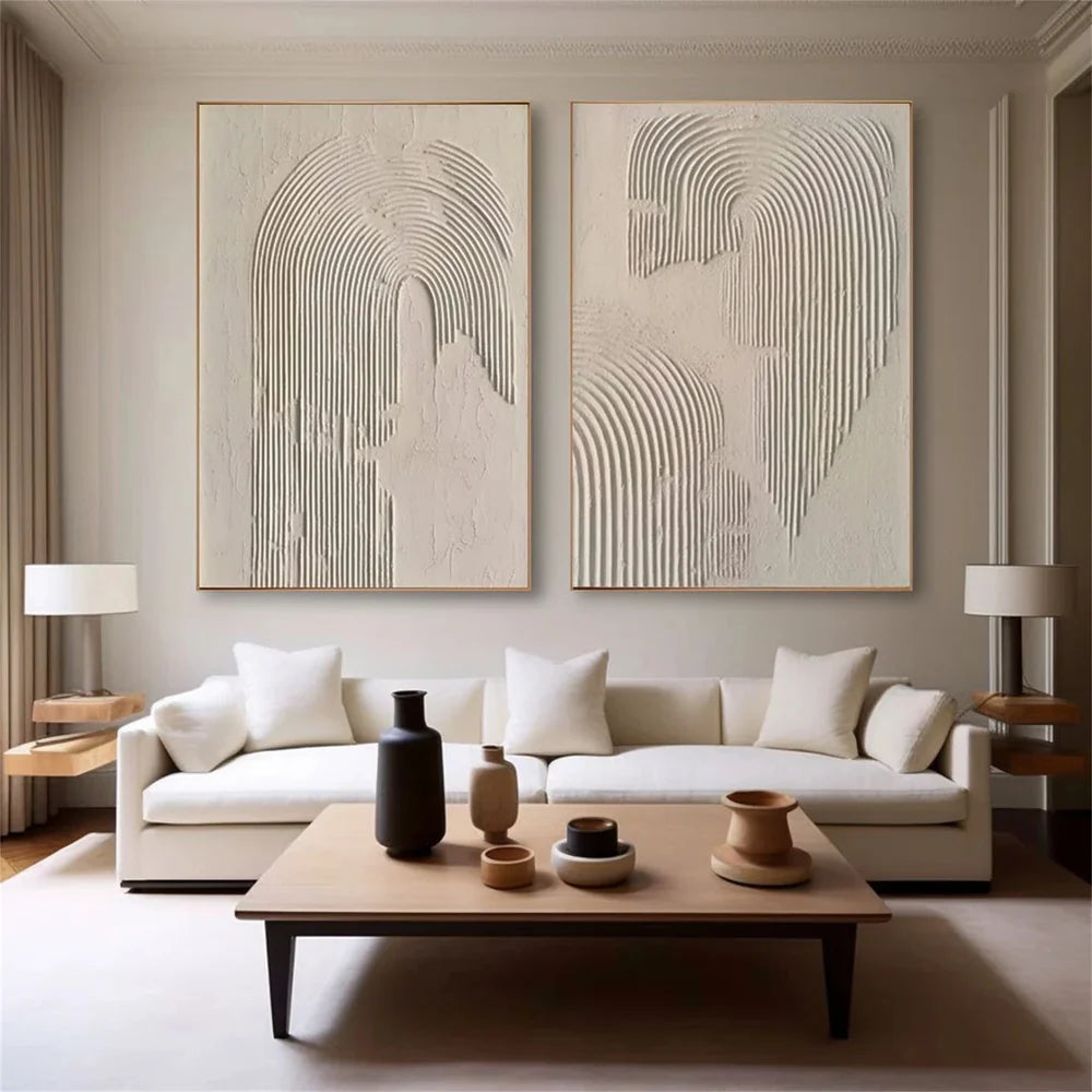 Beige and Brown Abstract Textured Wall Art Set Of 2 #AT038