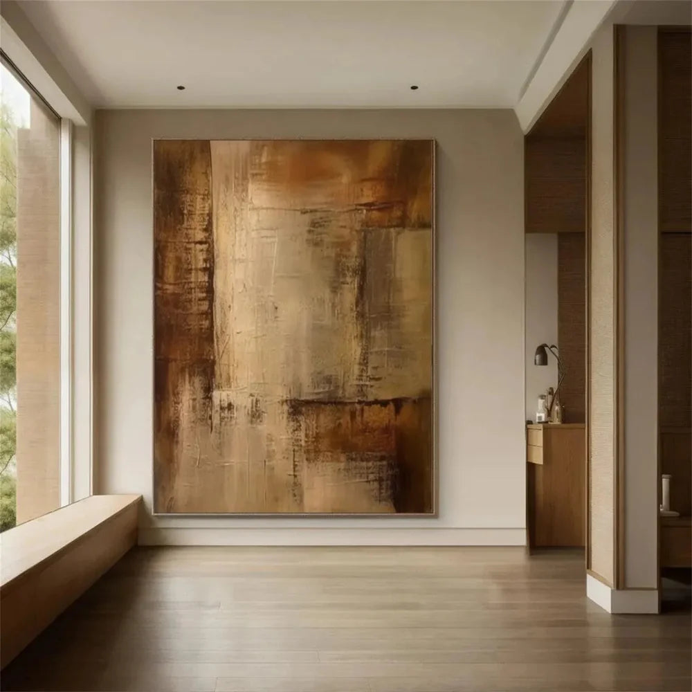 Beige and Brown Abstract Wall Art #AT105