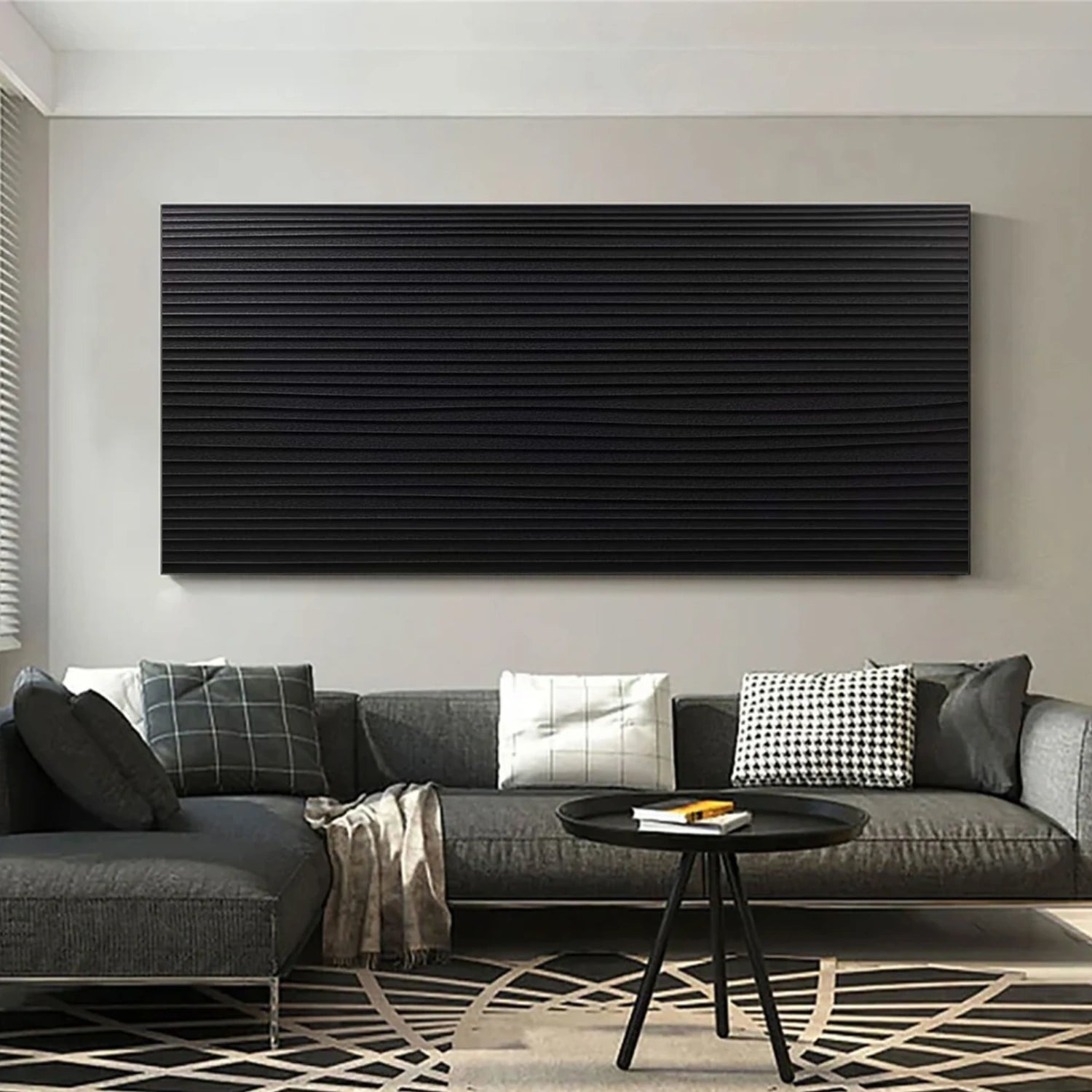 Black Minimalist Textured Wall Art #MT133