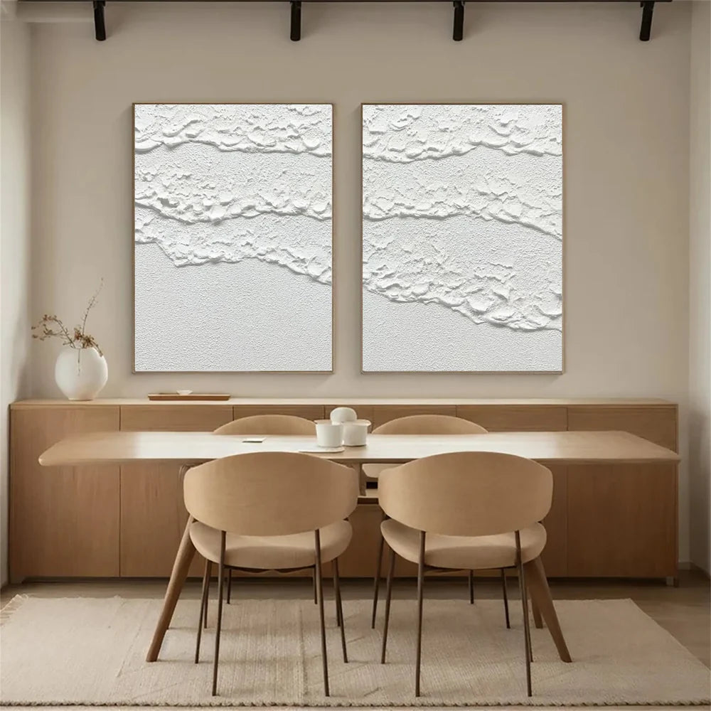 White Minimalist Textured Wall Art Set of 2 #MT075