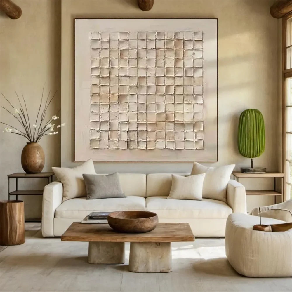 Beige and Brown Abstract Texture Wall Art #AT047