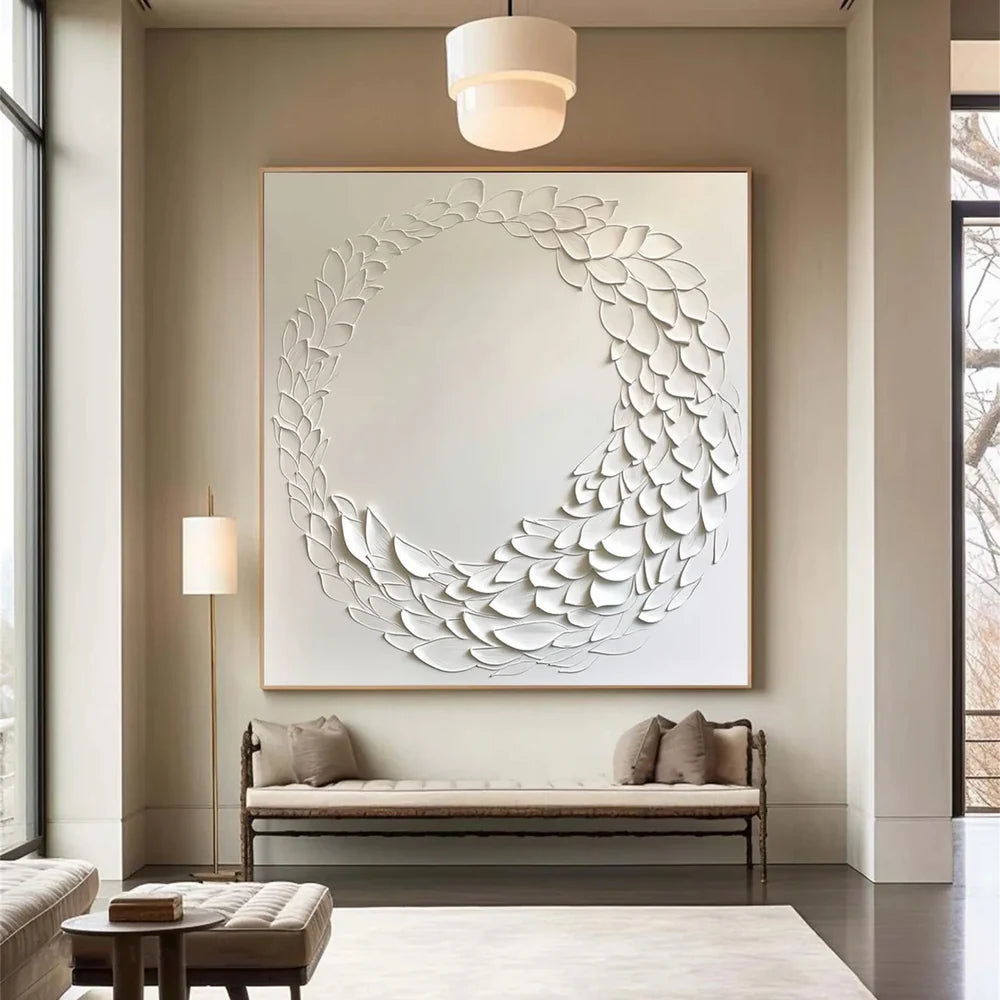 White Minimalist Textured Wall Art #MT125
