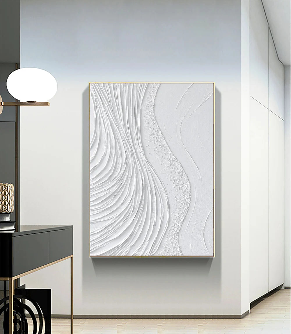 White Minimalist Textured Wall Art #MT027