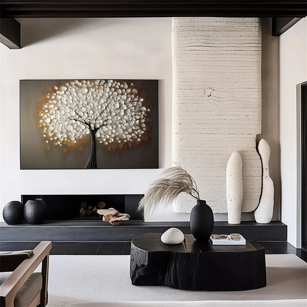 Flower & Tree Textured Abstract Wall Art #SF018