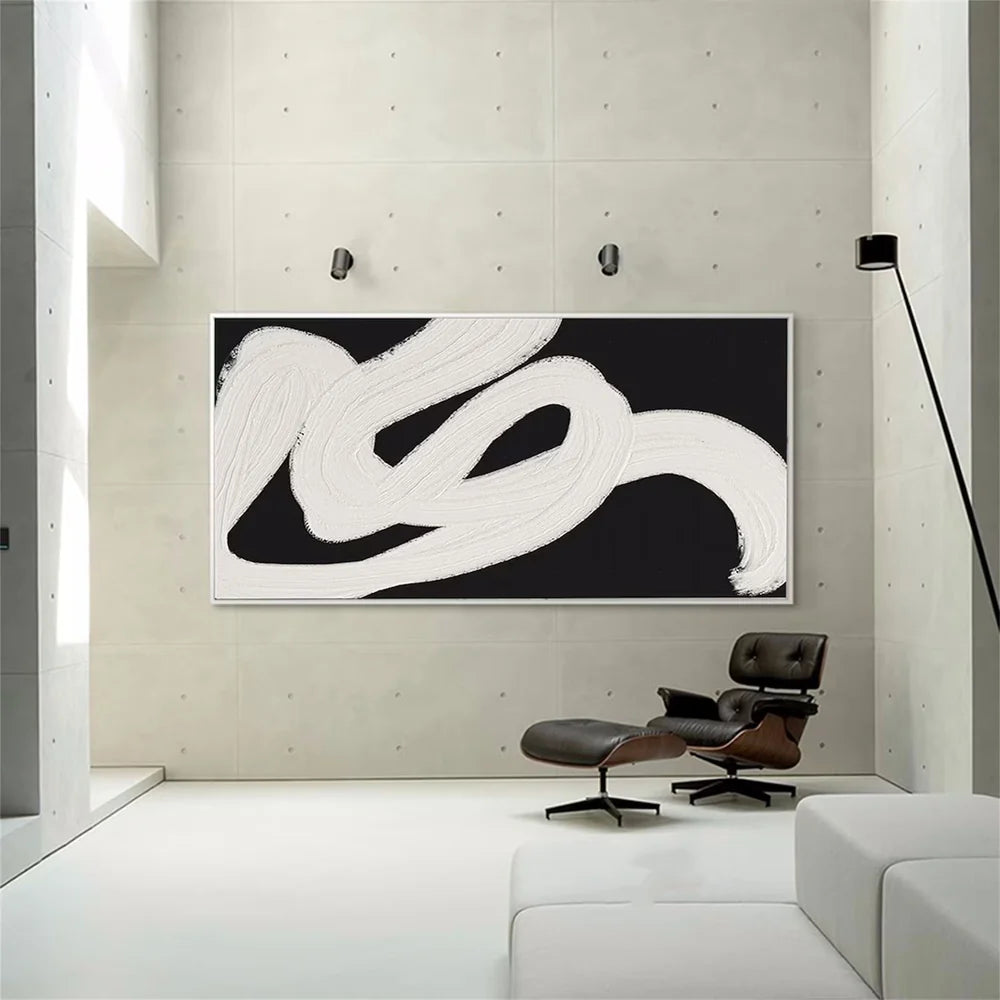 Black and White Minimalist Textured Wall Art #MT045